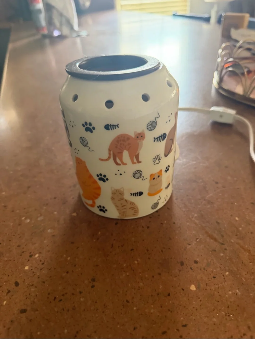 Cat Pattern Electric Wax Warmer - Orange Glow